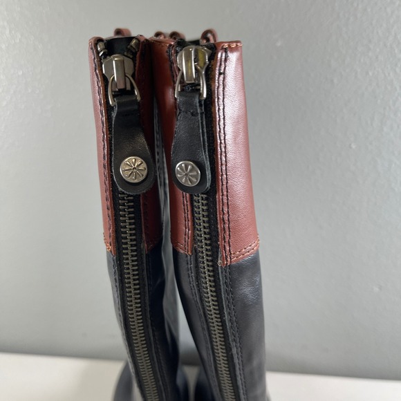 Isaac Mizrahi Live Women's 7 Black and Brown Back Zip‎ Riding Boots - Picture 7 of 16